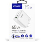 Chargeur mural 65W GaN USB-A + USB-C (PD) PowerCharge II